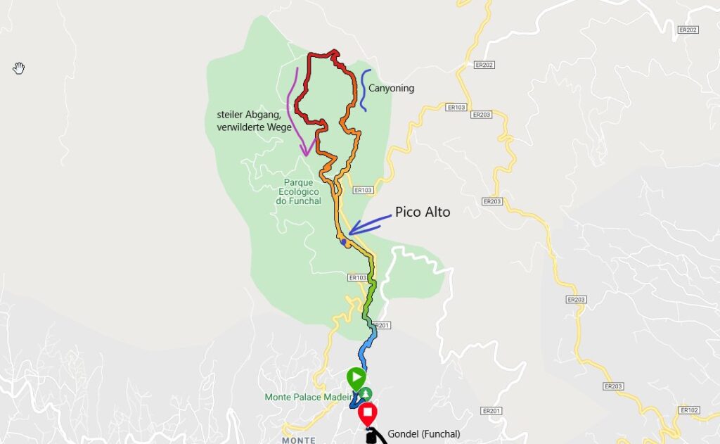 Karte von der Pico Alto Wanderung