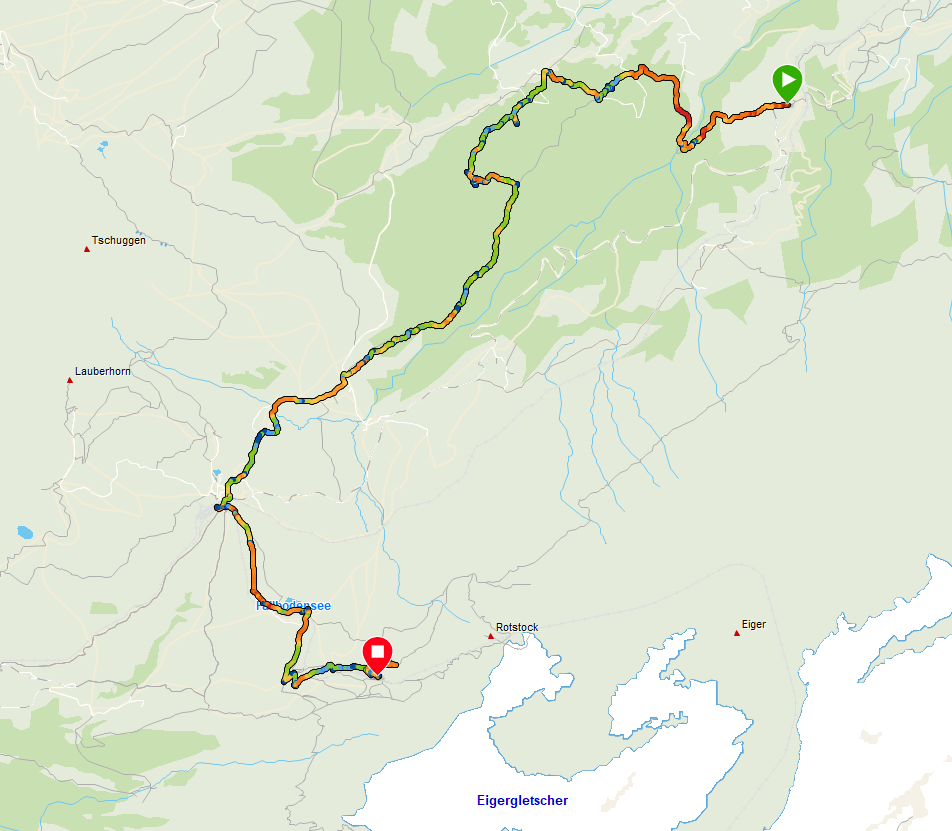 Karte zur blauen Glunte bei Grindelwald